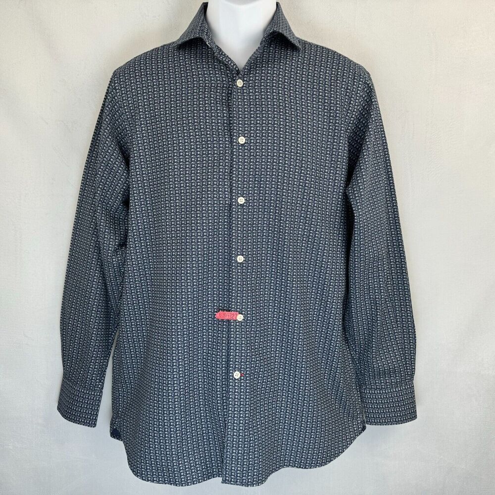 Daniel Cremieux Collection Men Shirt Sz M Blue White Long Sleeve Button Front
